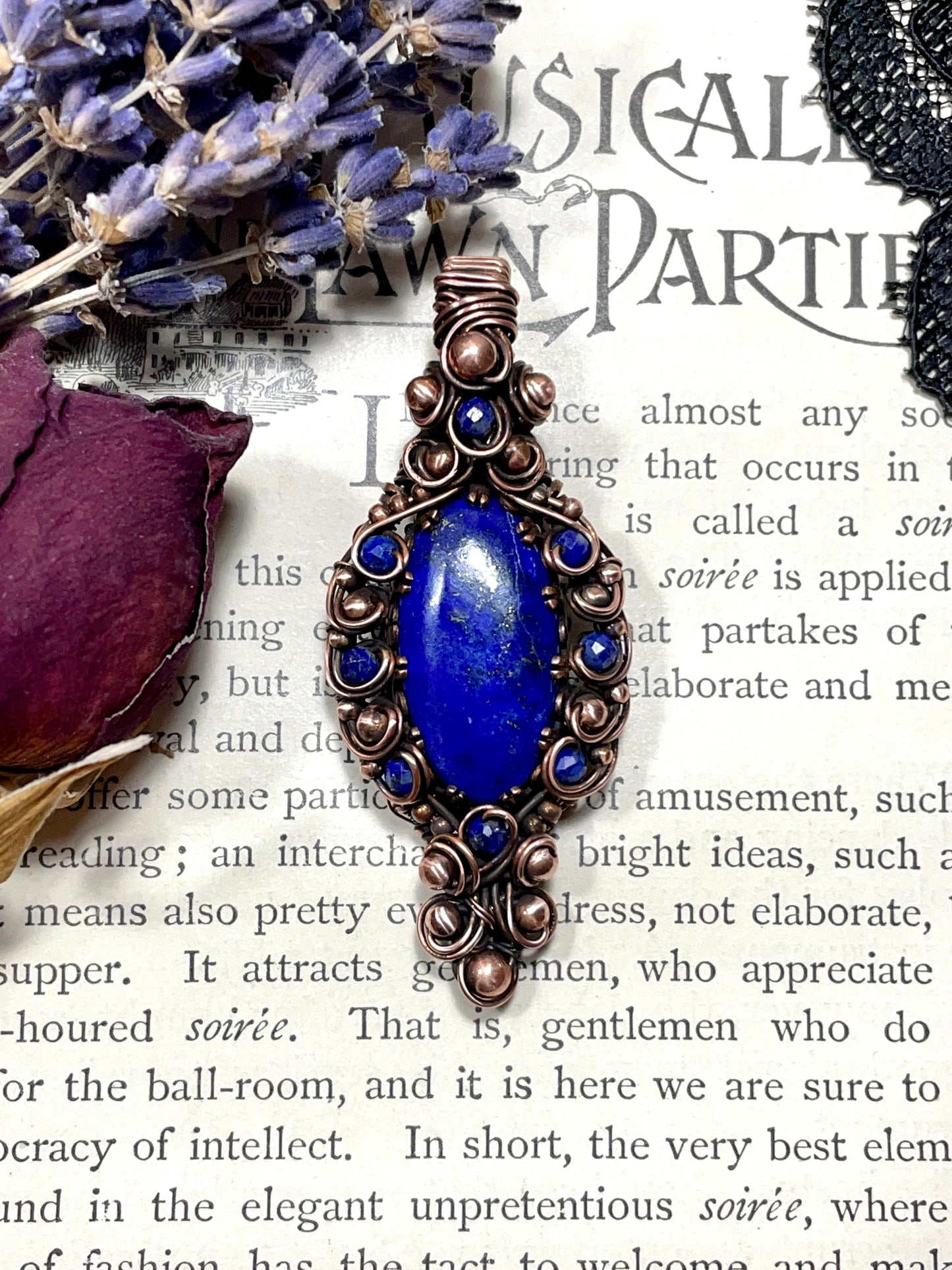 Lapis Lazuli Pendant in Copper