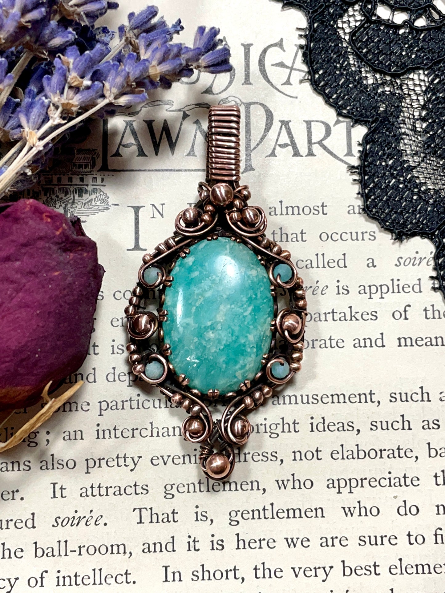 Amazonite Pendant in Copper
