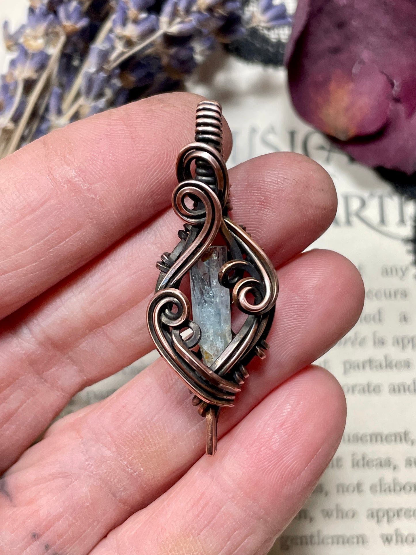 Aquamarine (Natural Raw Aquamarine Crystal) Pendant in Copper #2