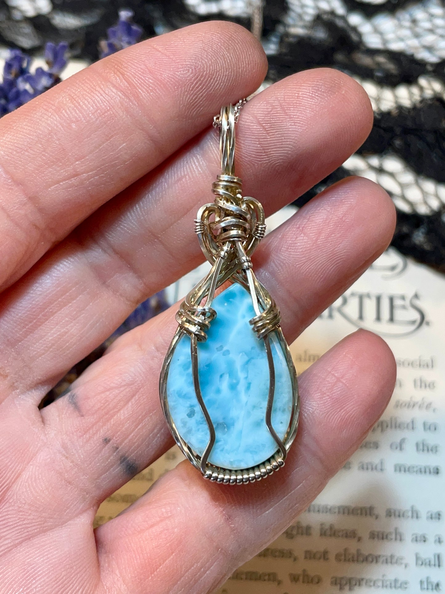 Larimar Pendant in Sterling Silver