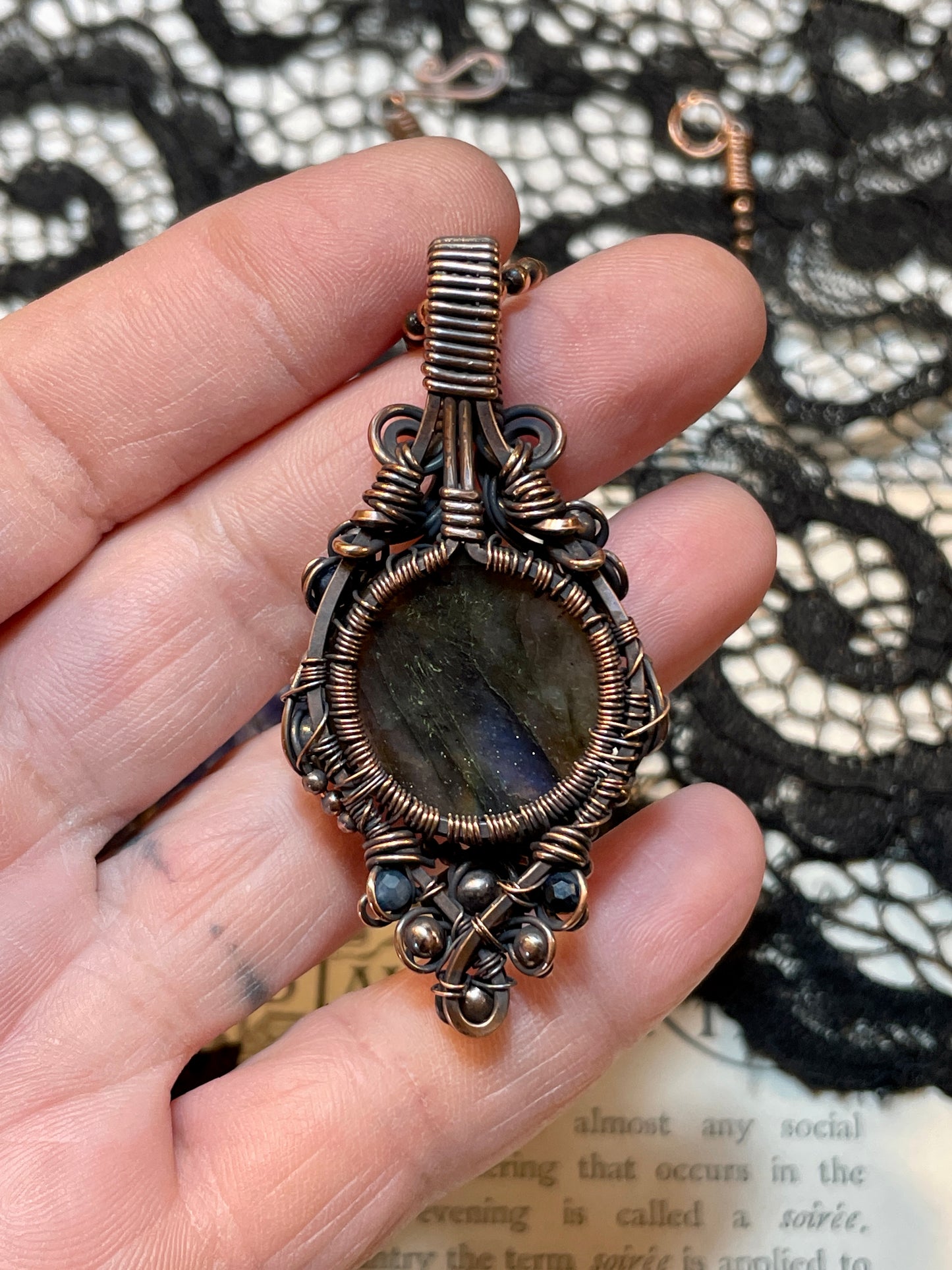 Labradorite Tree of Life Amulet in Copper