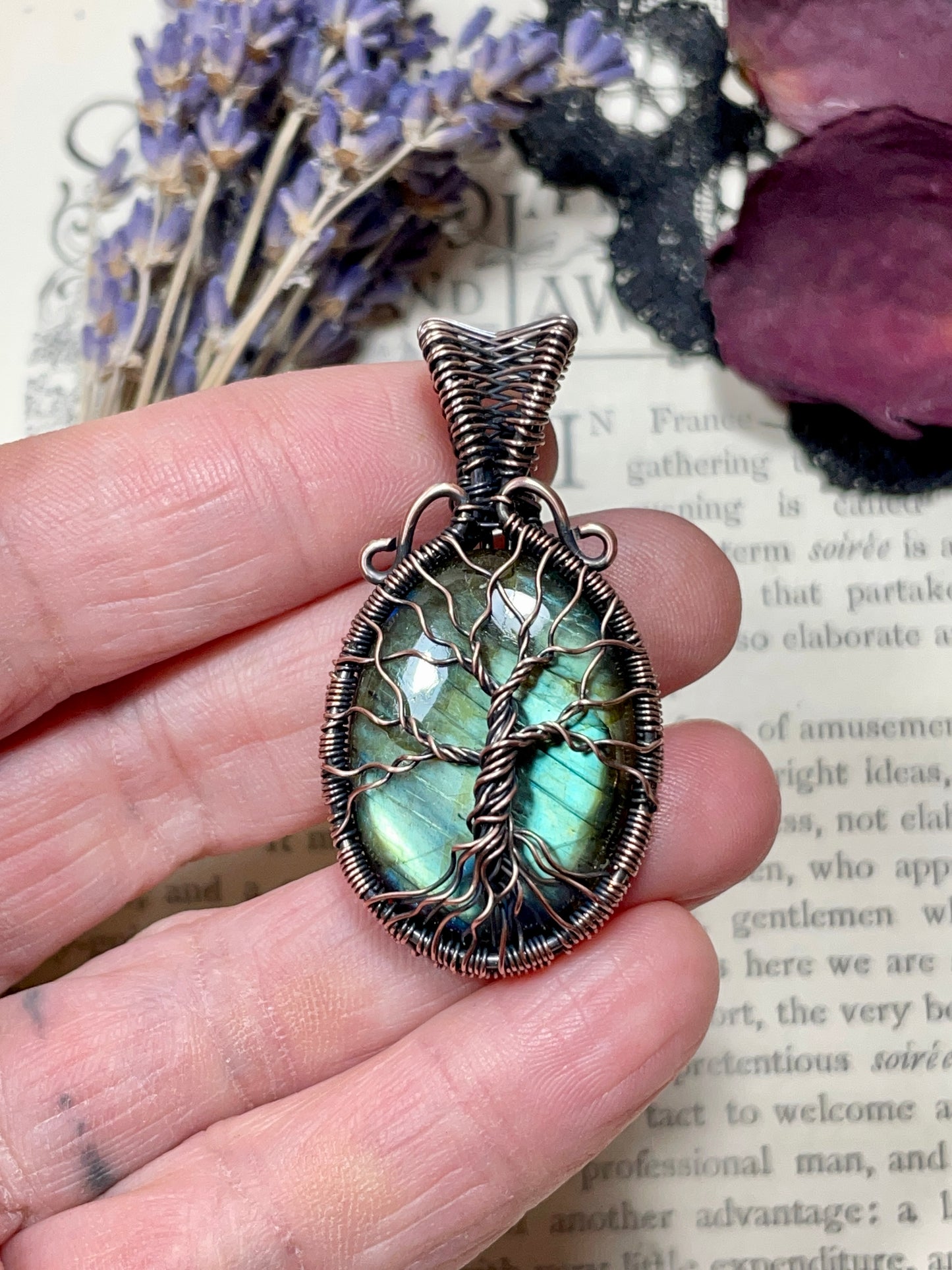Labradorite Tree of Life Pendant in Copper