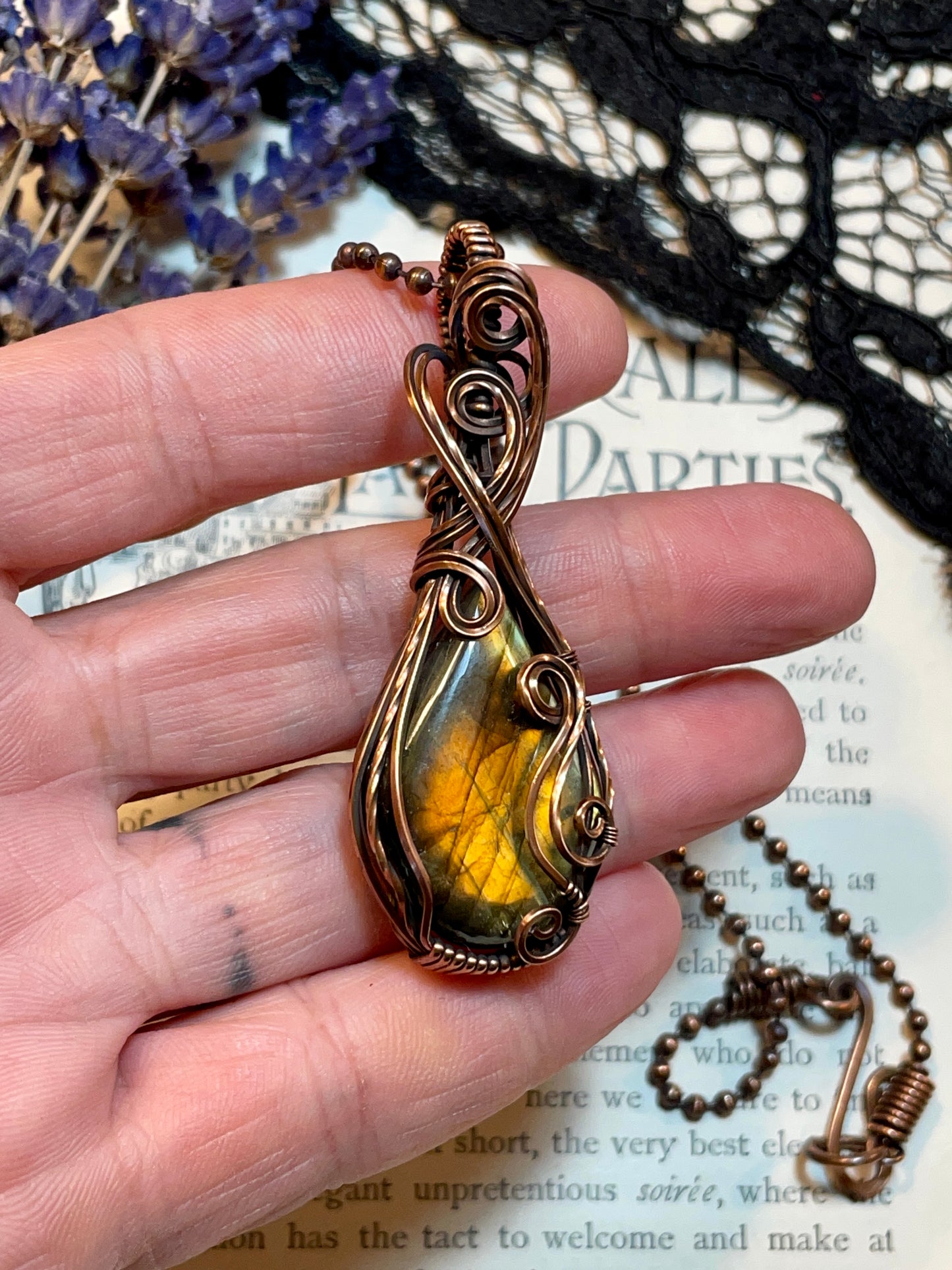 Labradorite Pendant in Copper