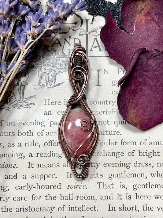 Rhodochrosite Pendant in Copper