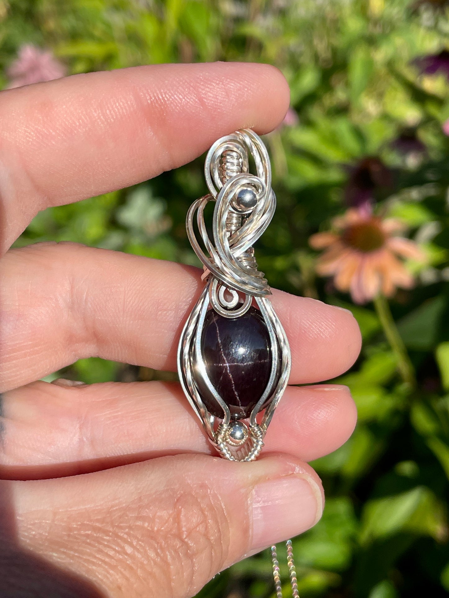 Garnet (Star Garnet) Pendant in Sterling Silver