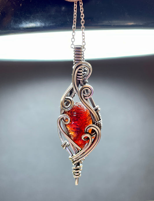 Natural Raw Etched Spessartine Garnet Pendant in Sterling Silver #2