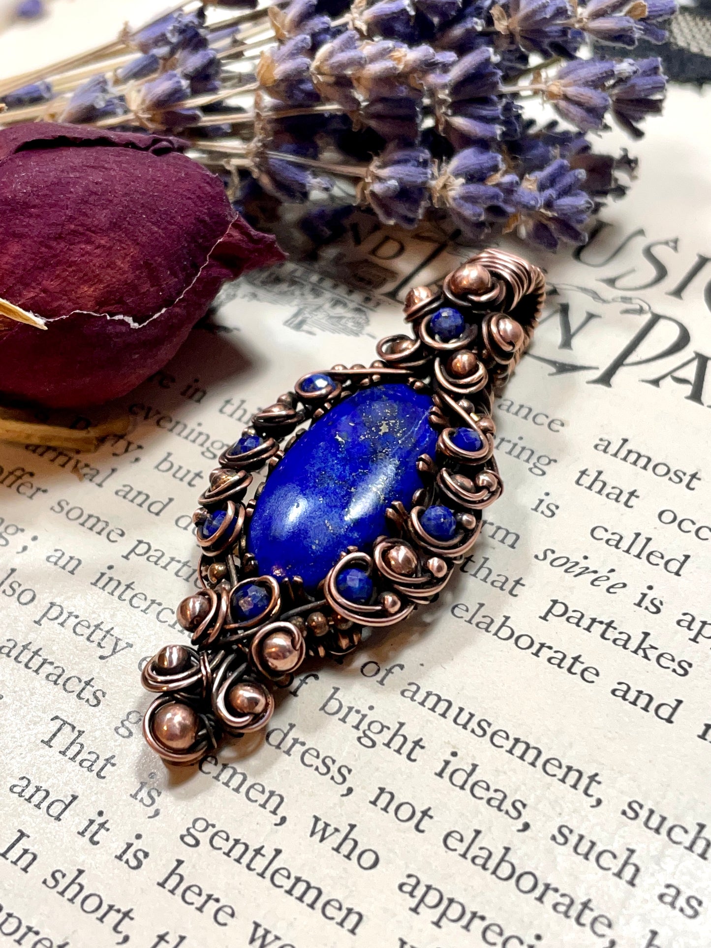 Lapis Lazuli Pendant in Copper