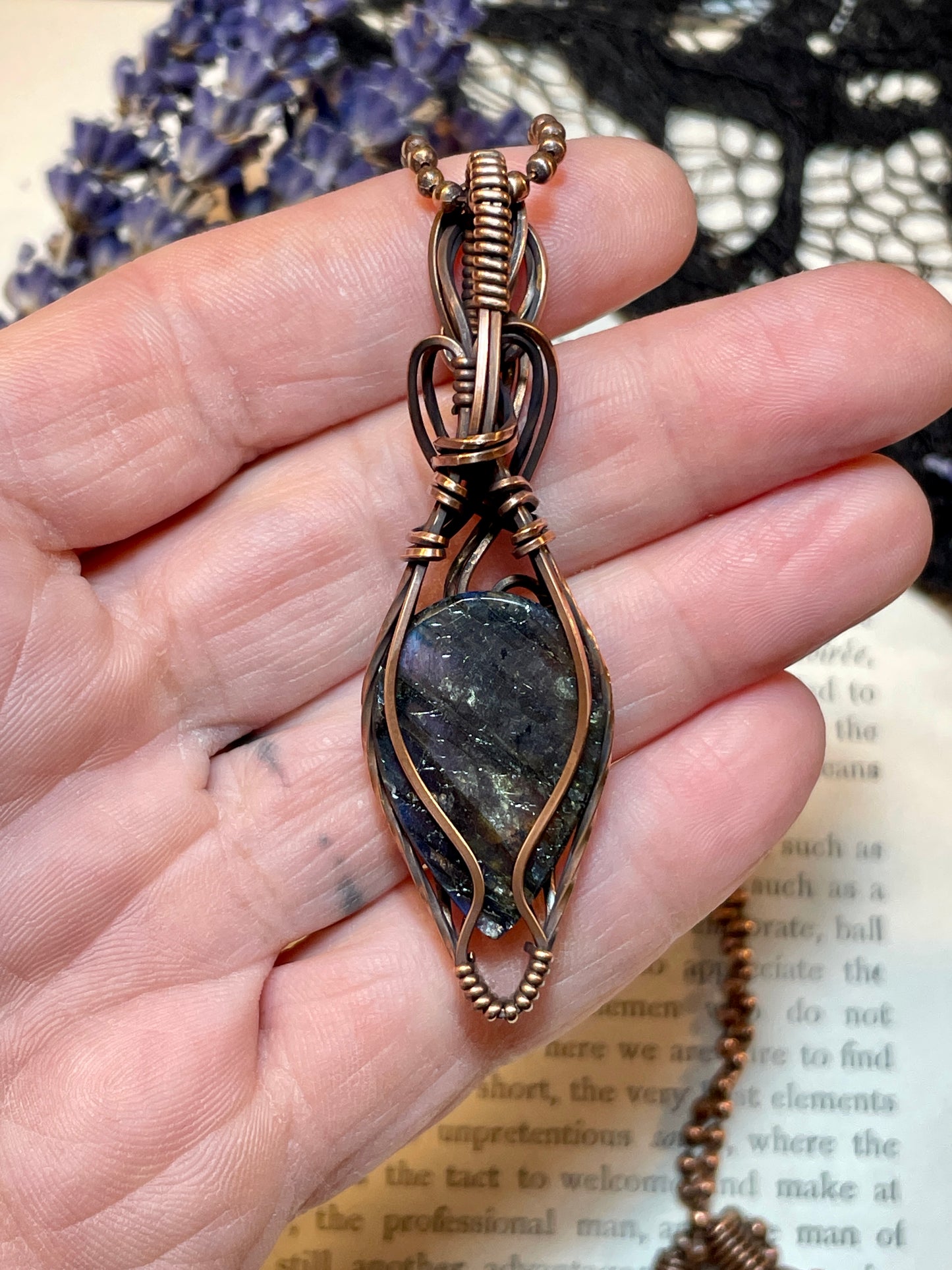 Labradorite Pendant in Copper