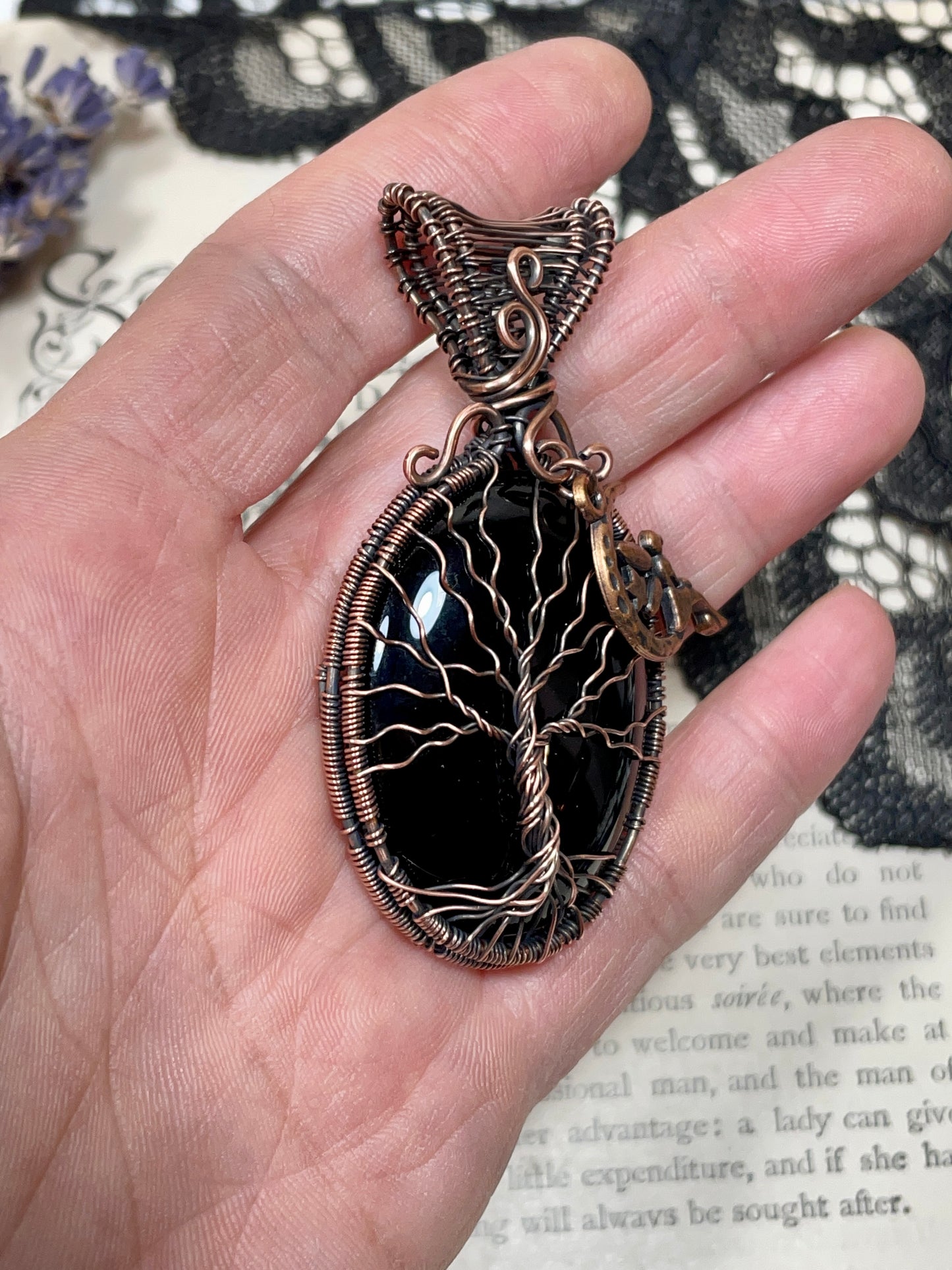 Onyx Tree of Life Pendant in Copper
