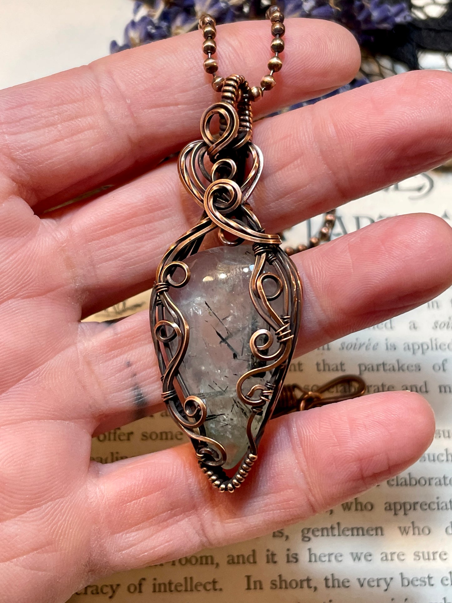 Prehnite Pendant in Copper