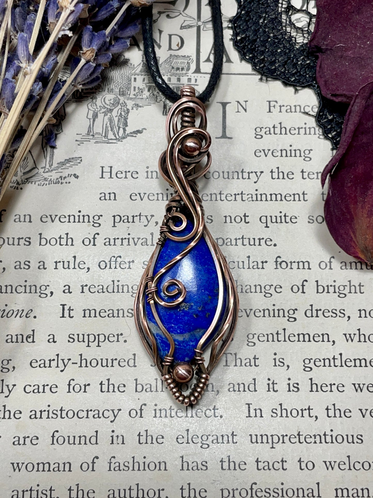 Lapis Lazuli Pendant in Copper