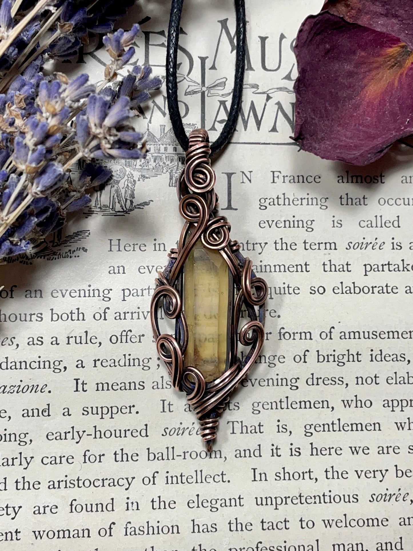 Citrine (Natural Raw Honey Citrine) Pendant in Copper