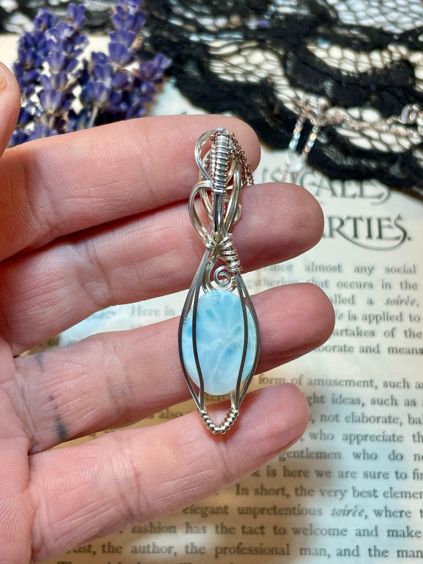 Larimar Pendant in Sterling Silver