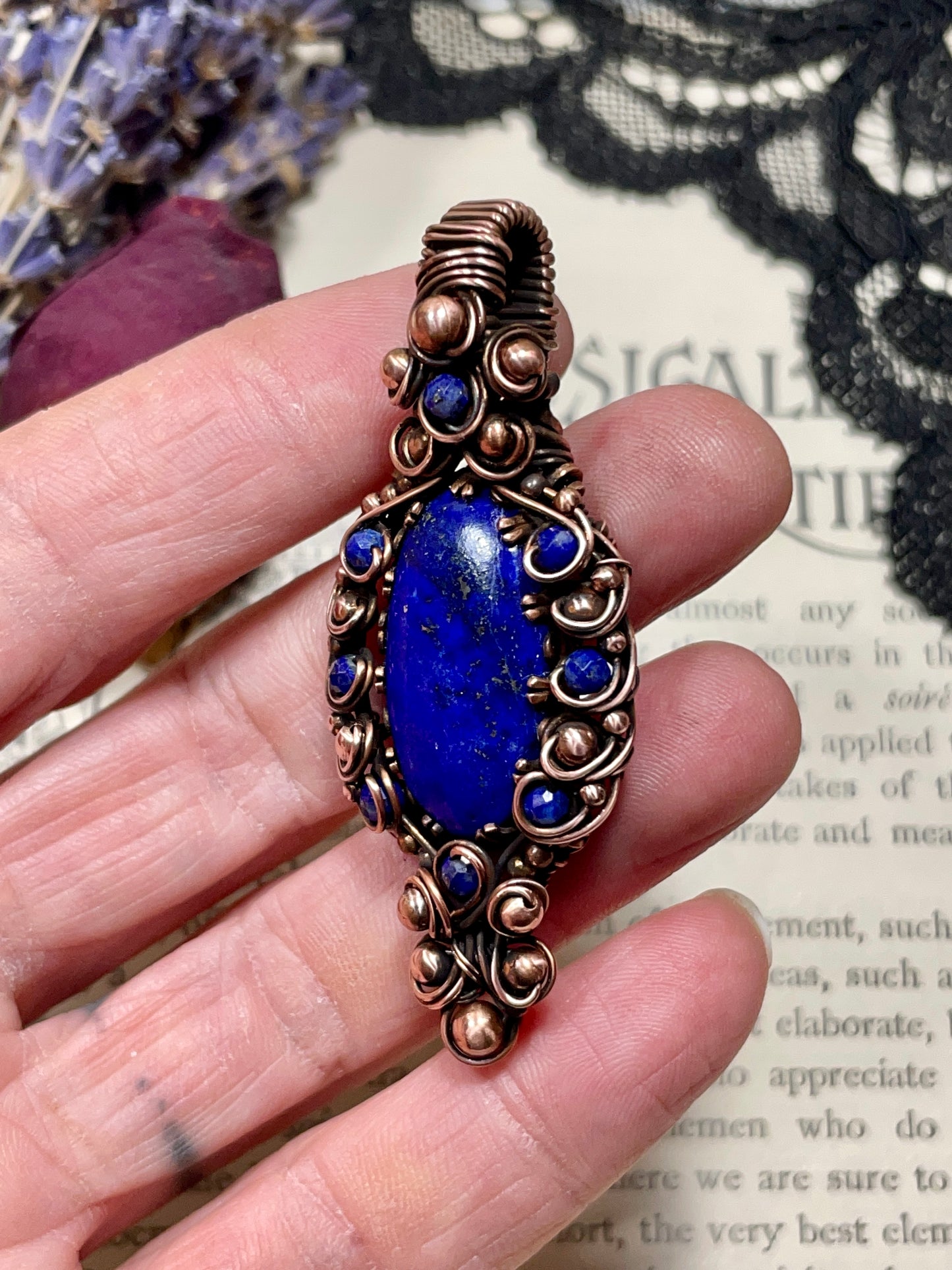Lapis Lazuli Pendant in Copper