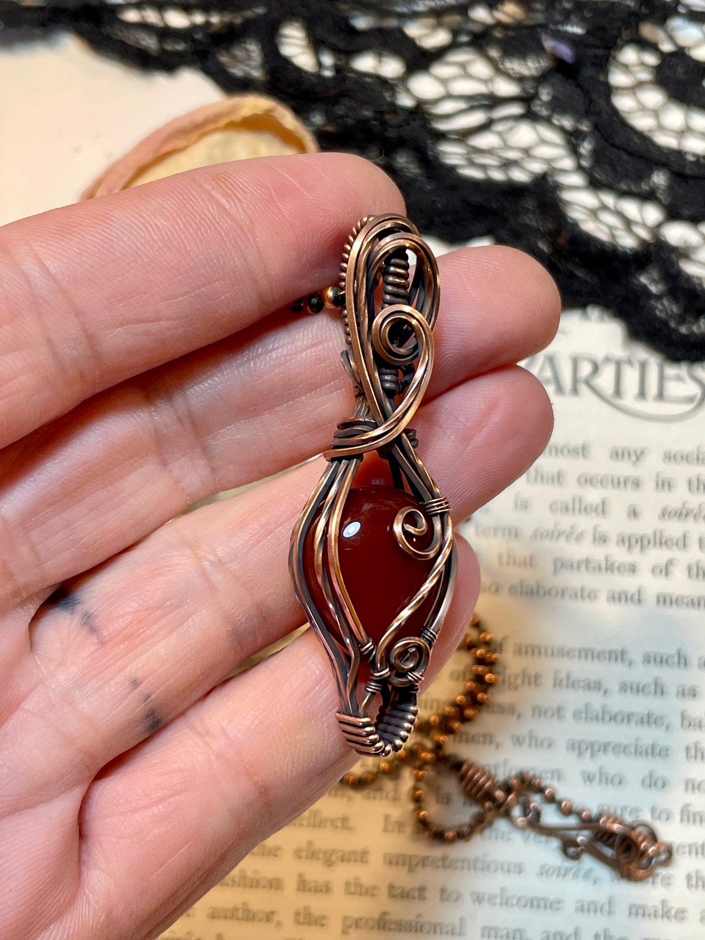 Carnelian Pendant in Copper