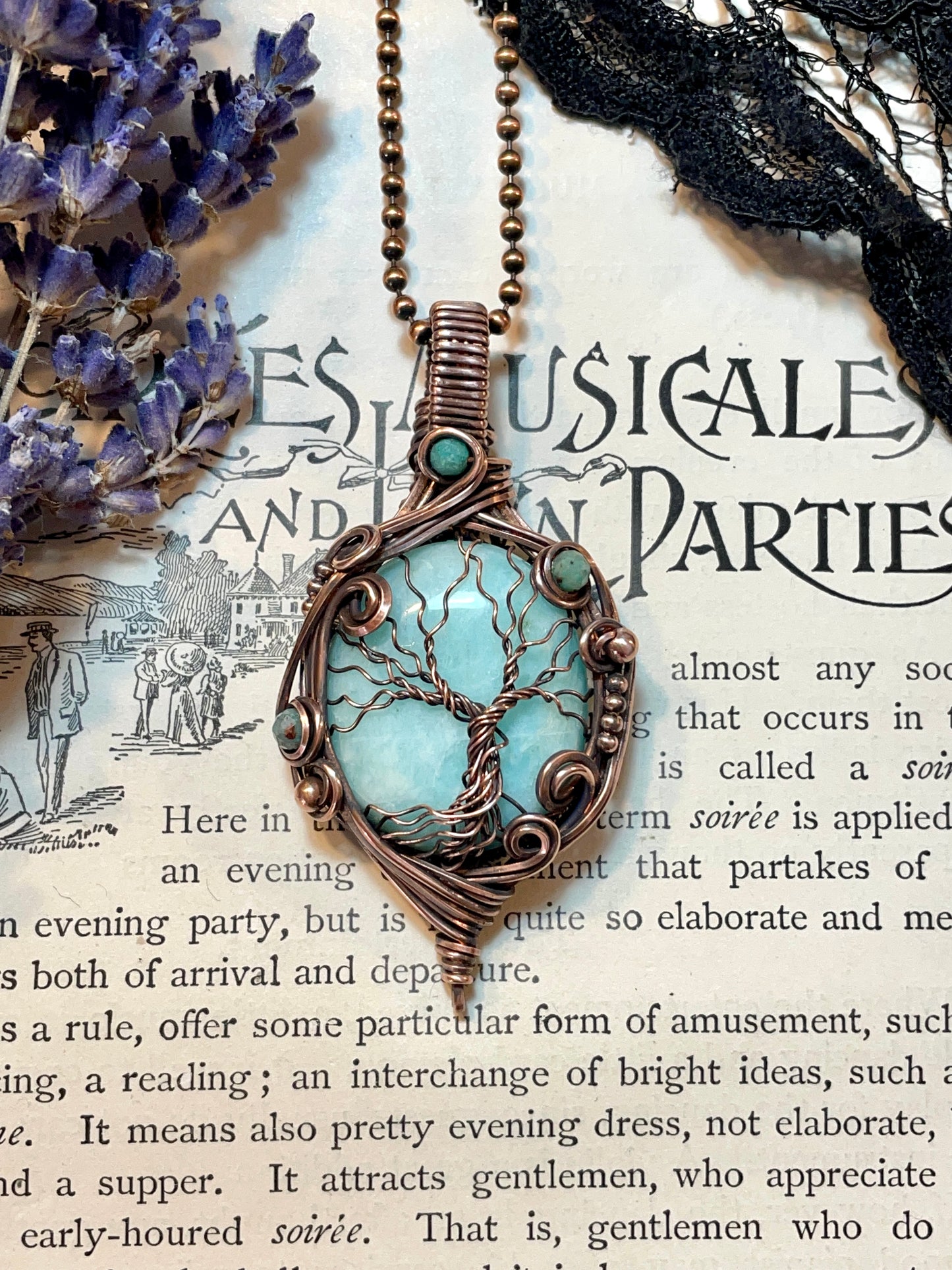 Amazonite Tree of Life Pendant in Copper