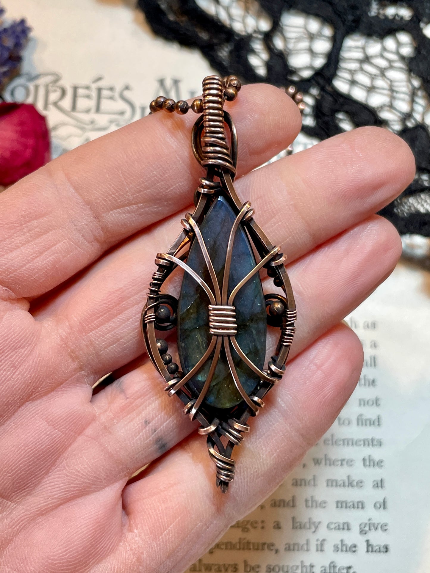 Labradorite Pendant in Copper