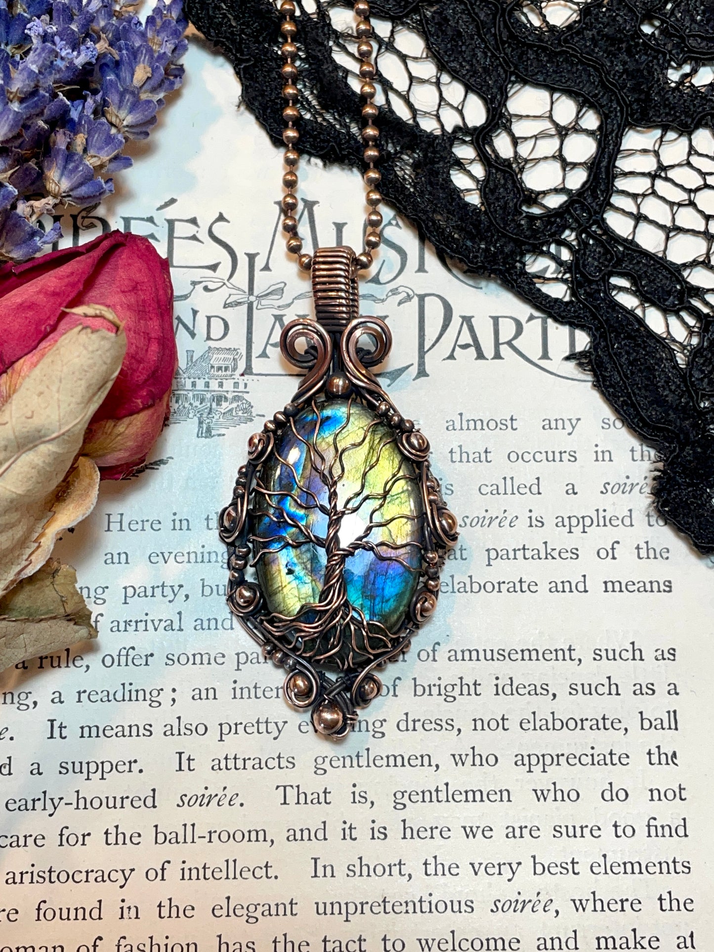 Labradorite Tree of Life Amulet in Copper