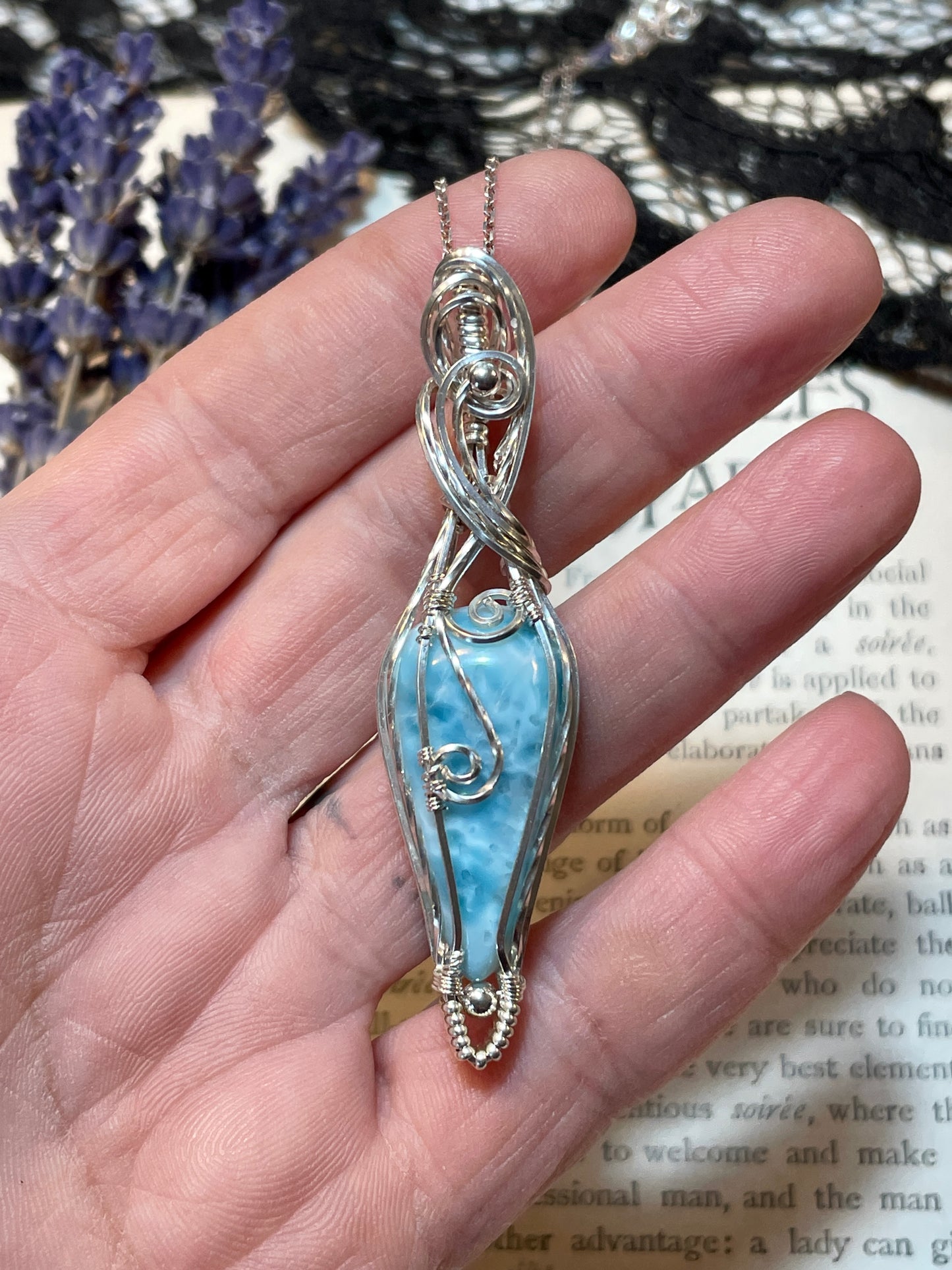 Larimar Pendant in Sterling Silver