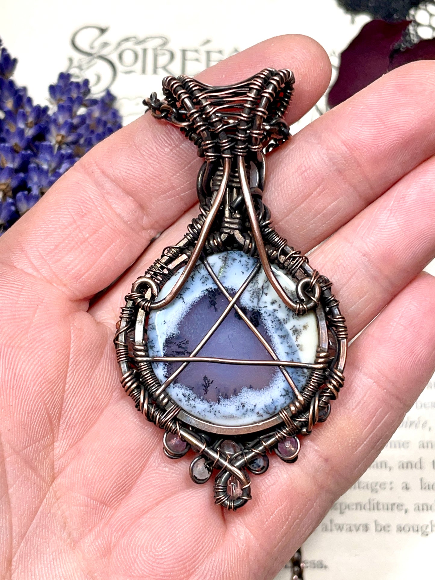 Merlinite Celtic Triquetra Pendant in Copper