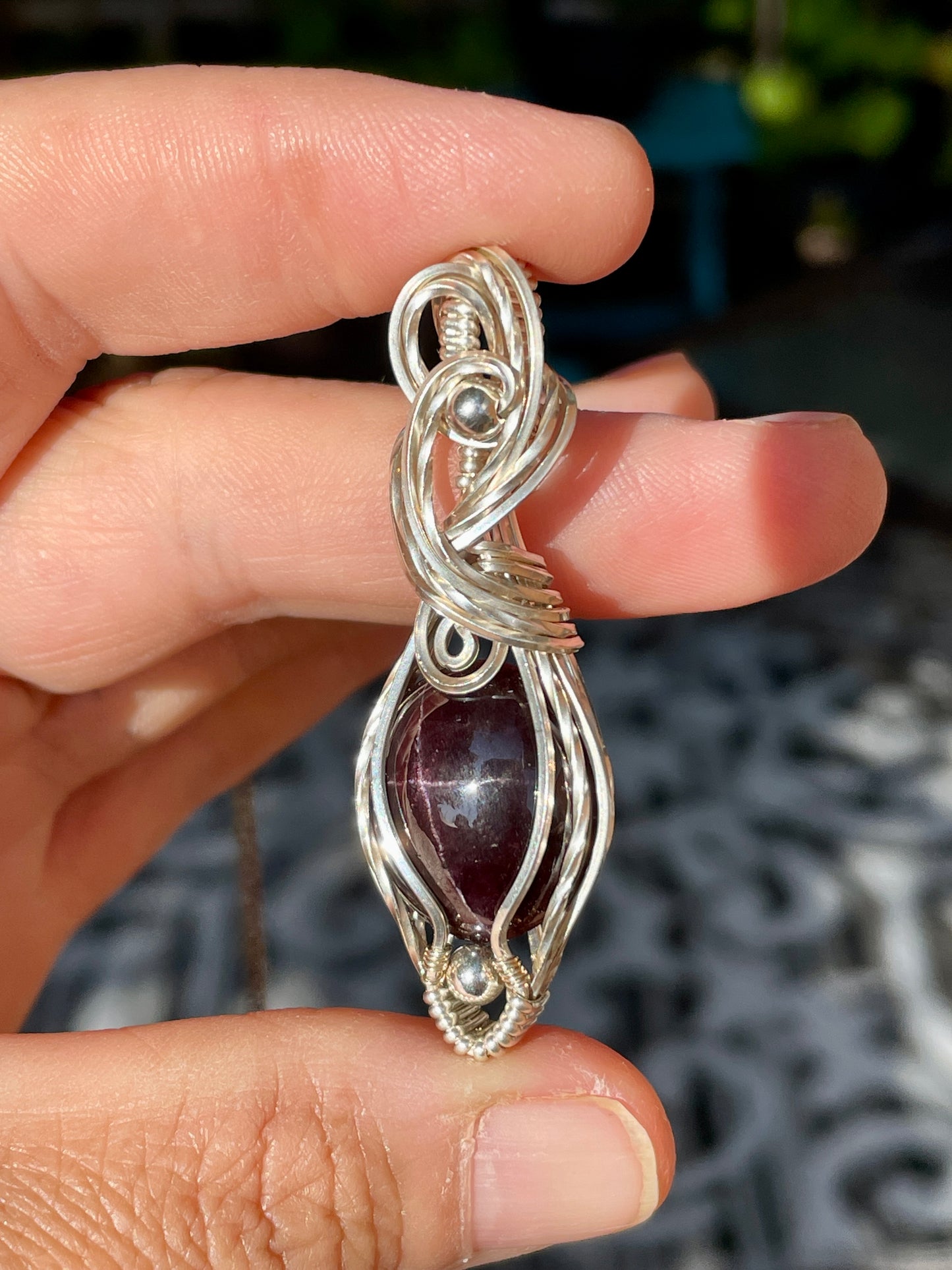 Garnet (Star Garnet) Pendant in Sterling Silver