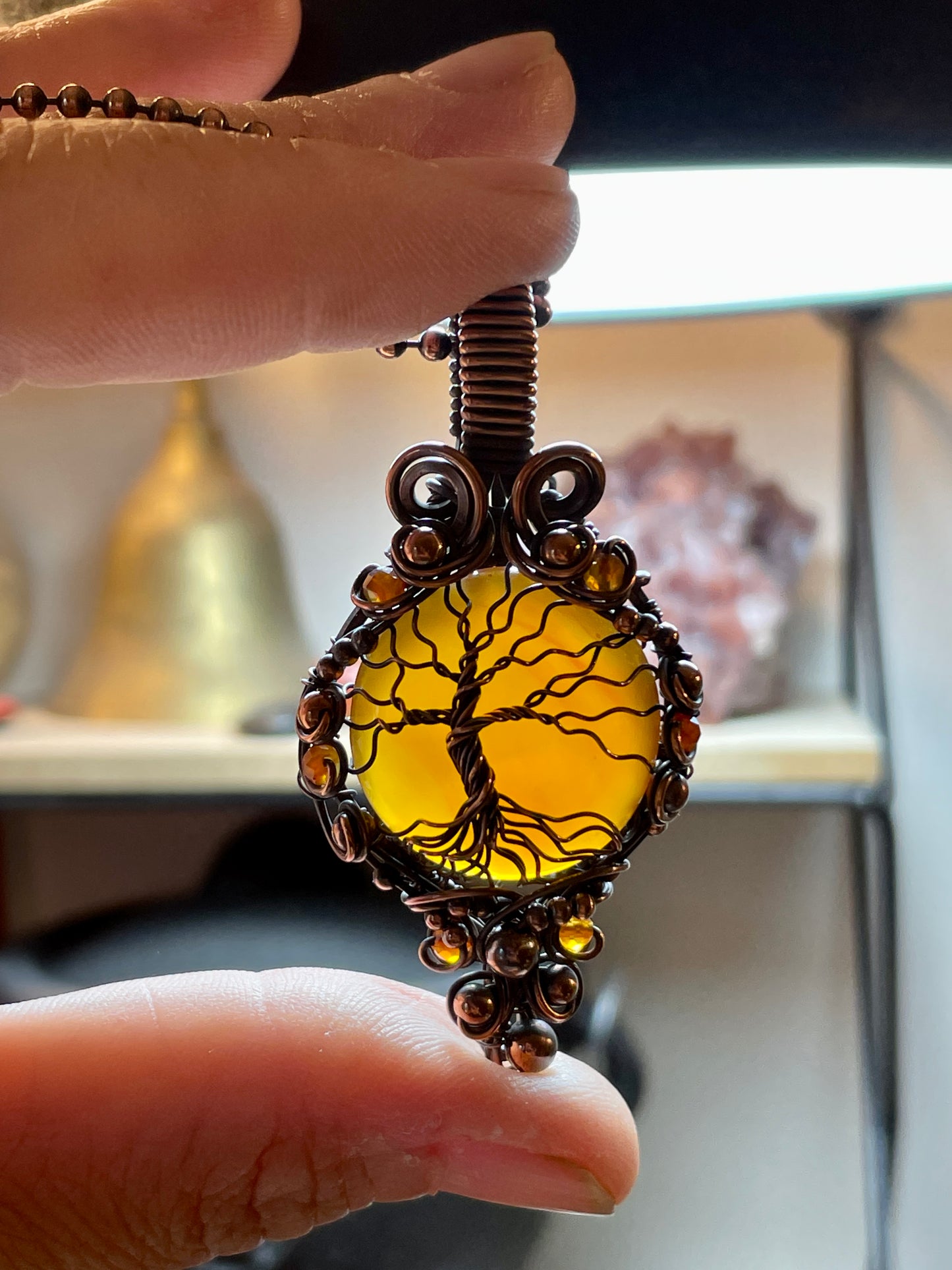 Carnelian Tree of Life Pendant in Copper