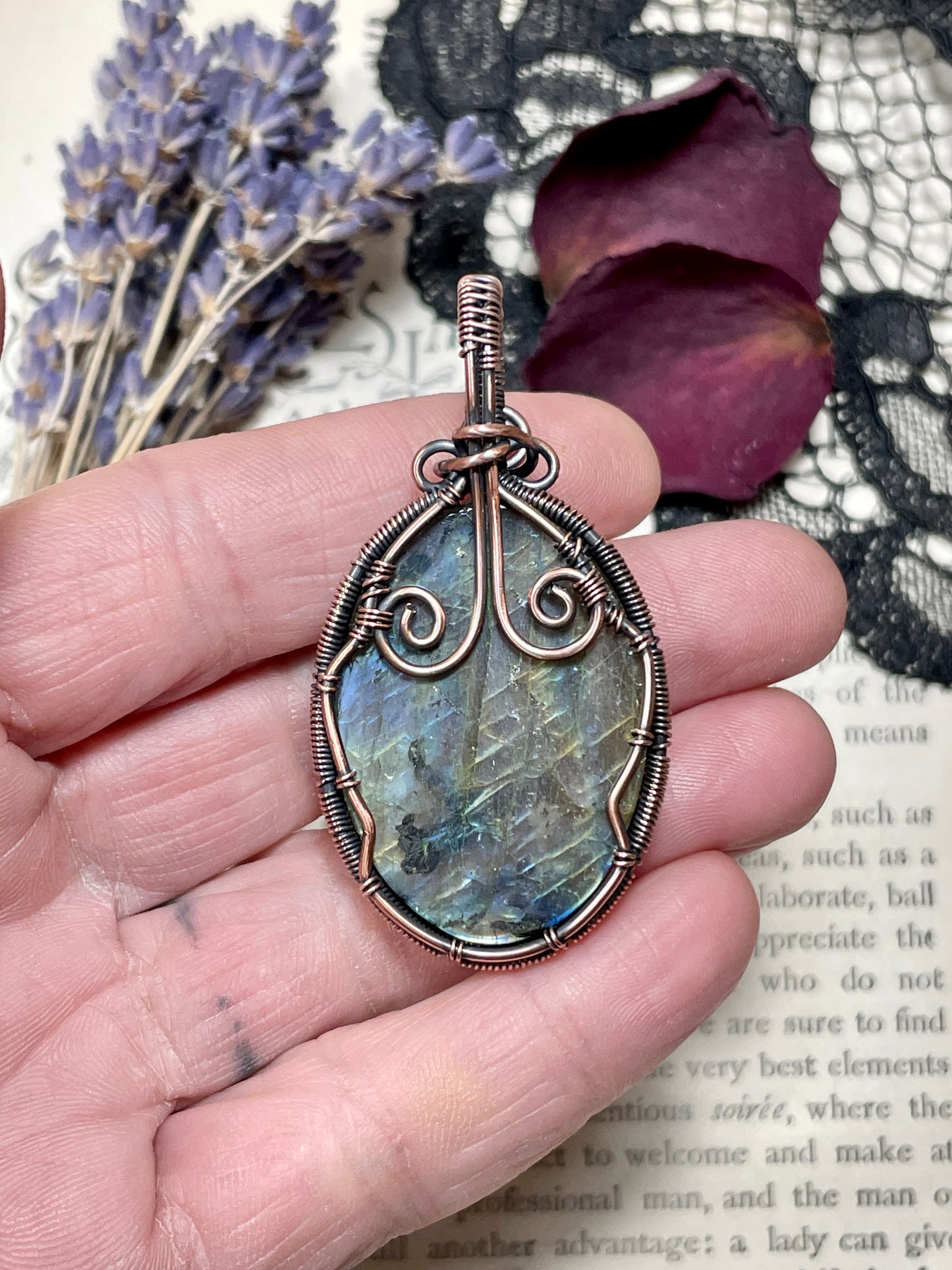 Labradorite Tree of Life Pendant in Copper