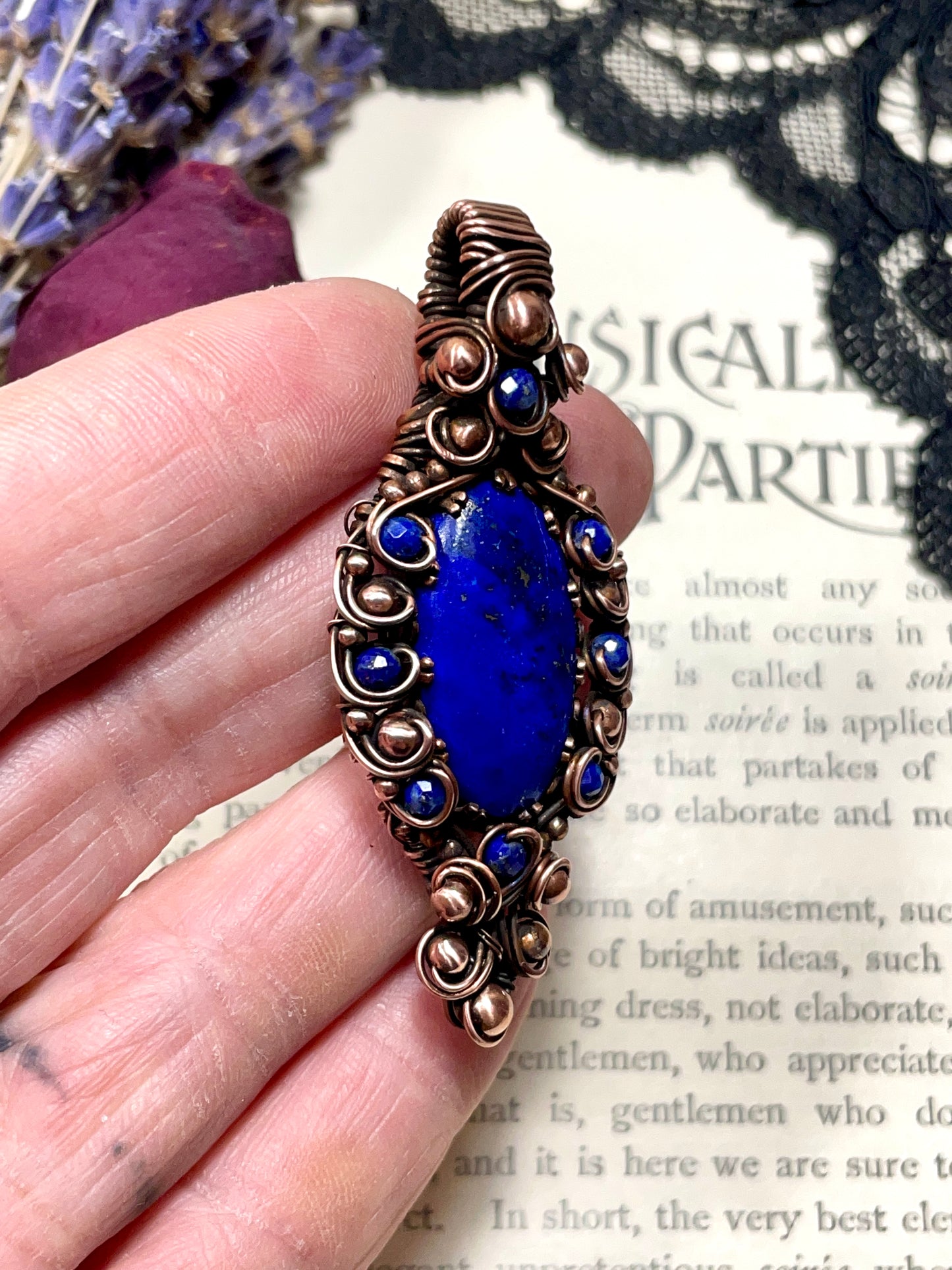 Lapis Lazuli Pendant in Copper