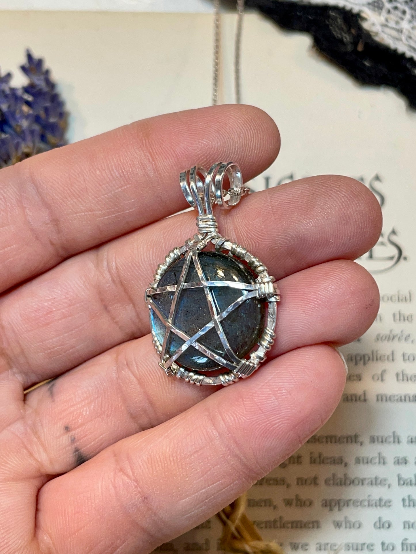 Labradorite Mini Pentacle Pendant in Sterling Silver