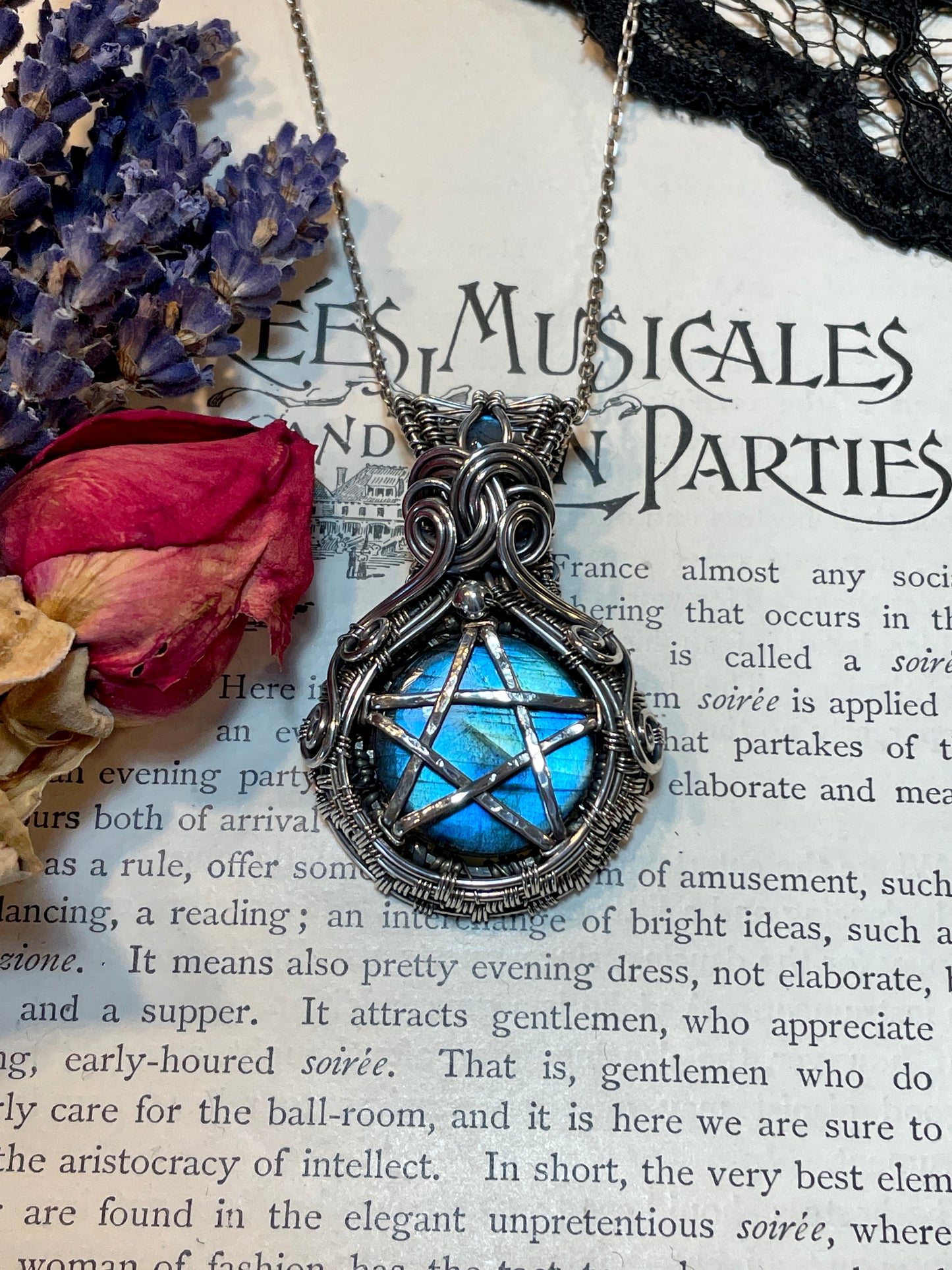 Labradorite Pentacle Amulet in Sterling Silver