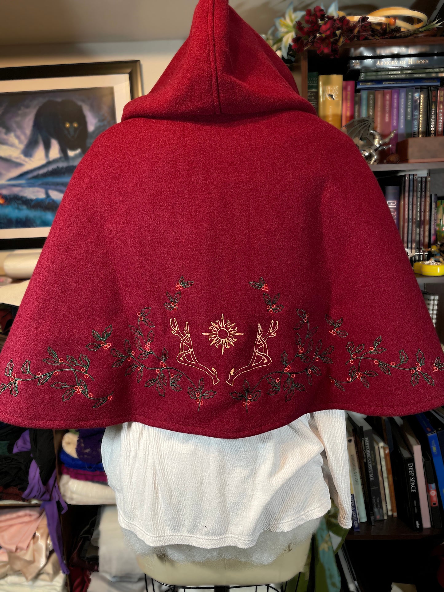 Holly King Red Wool Capelet