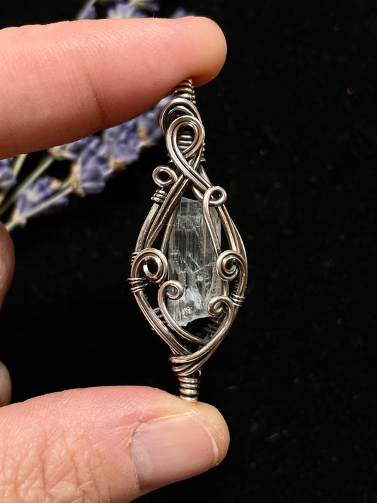 Natural Raw Aquamarine Pendant in Sterling Silver #3