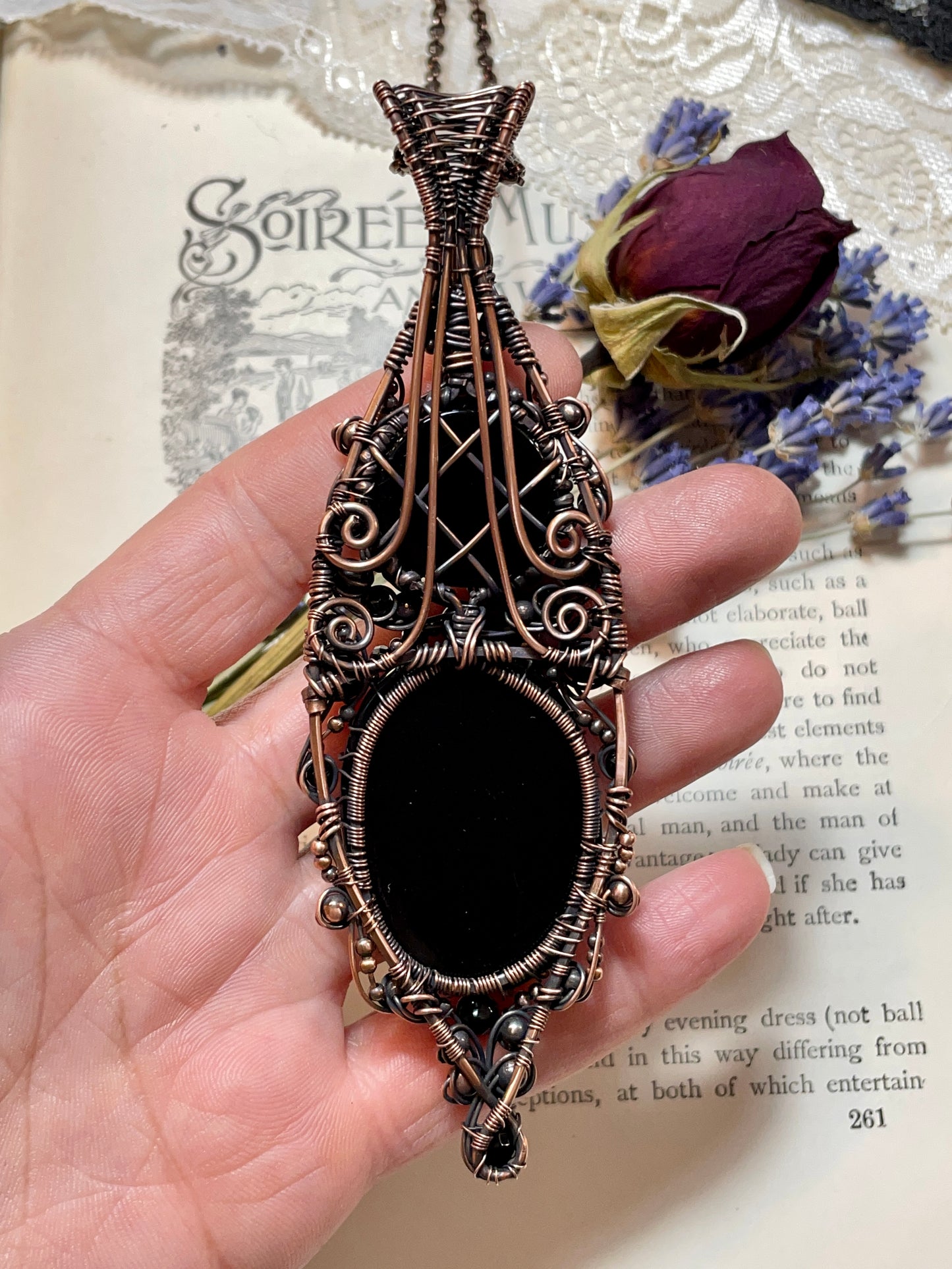 Onyx Tree of Life Pentacle Amulet in Copper
