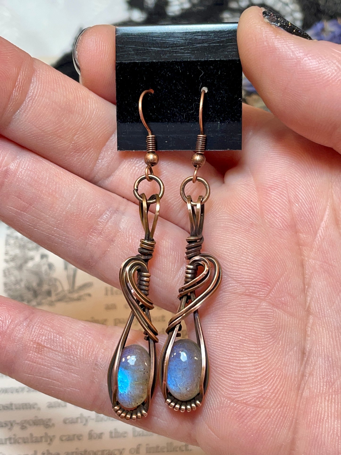 Labradorite Earrings in Copper