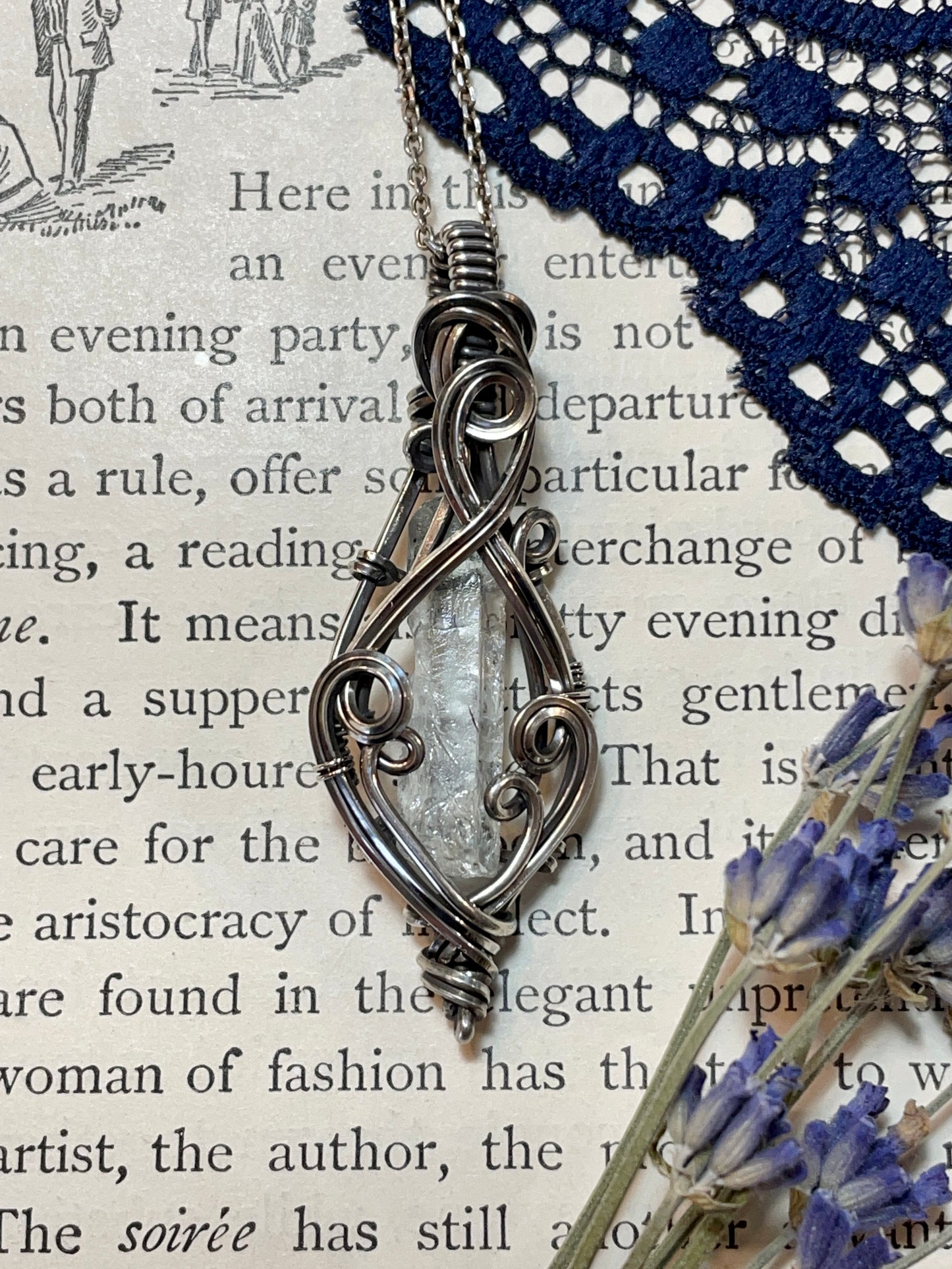 Natural Raw Aquamarine Pendant in Sterling Silver #2