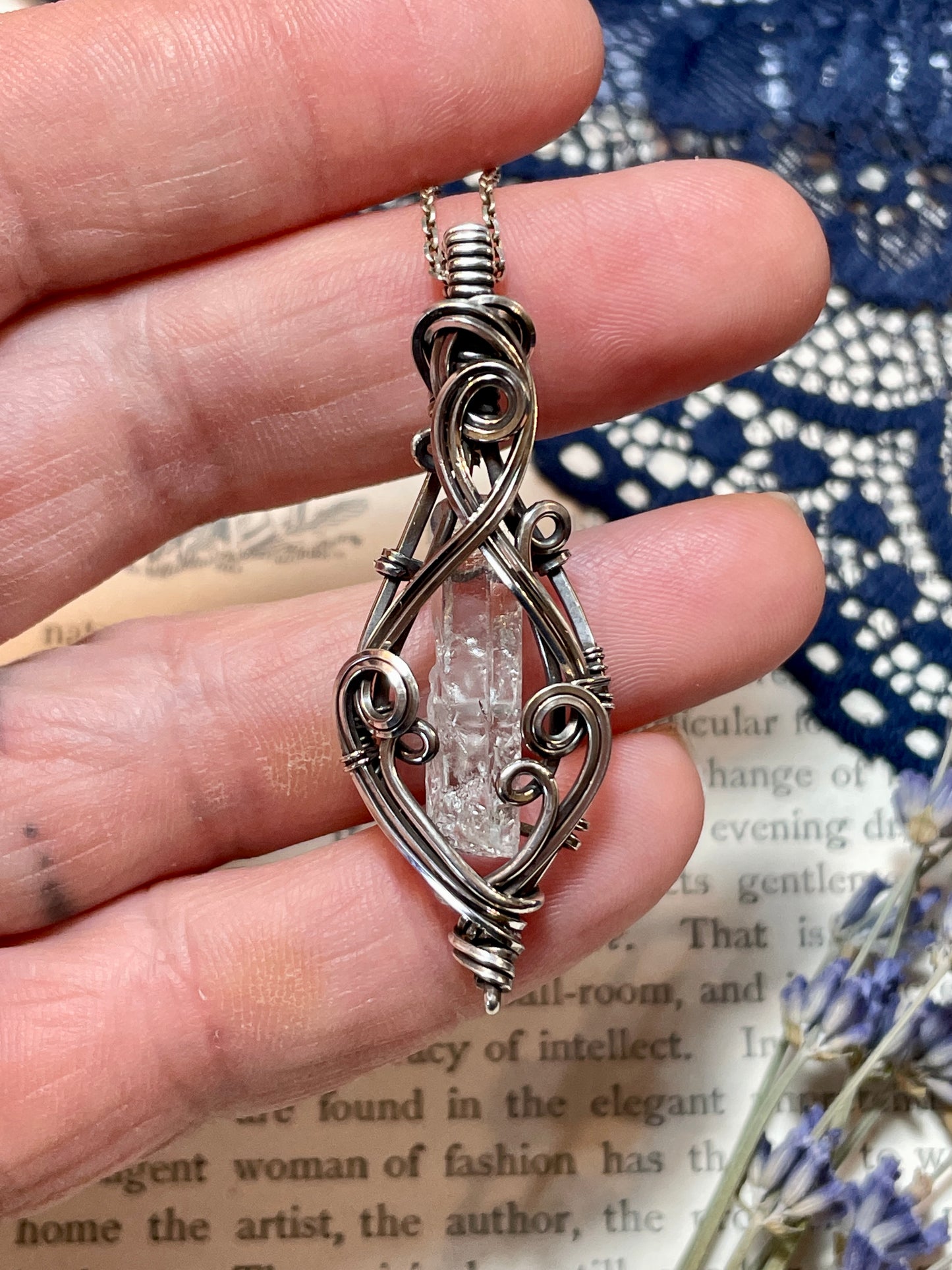 Natural Raw Aquamarine Pendant in Sterling Silver #2