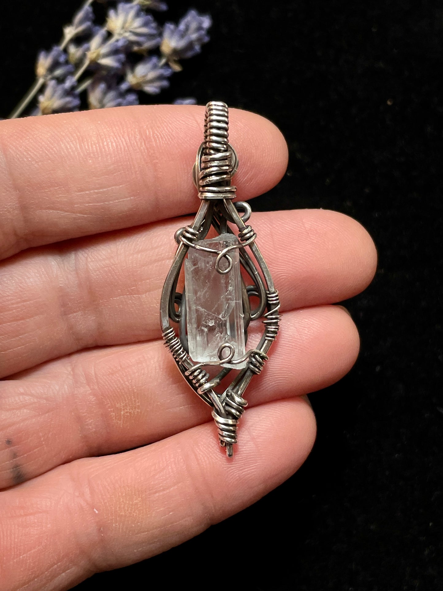 Natural Raw Aquamarine Pendant in Sterling Silver #3